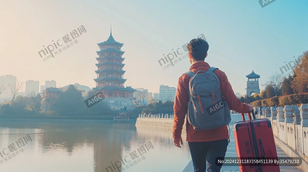 正奔向鸿恩阁