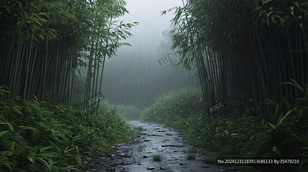 竹林雨景