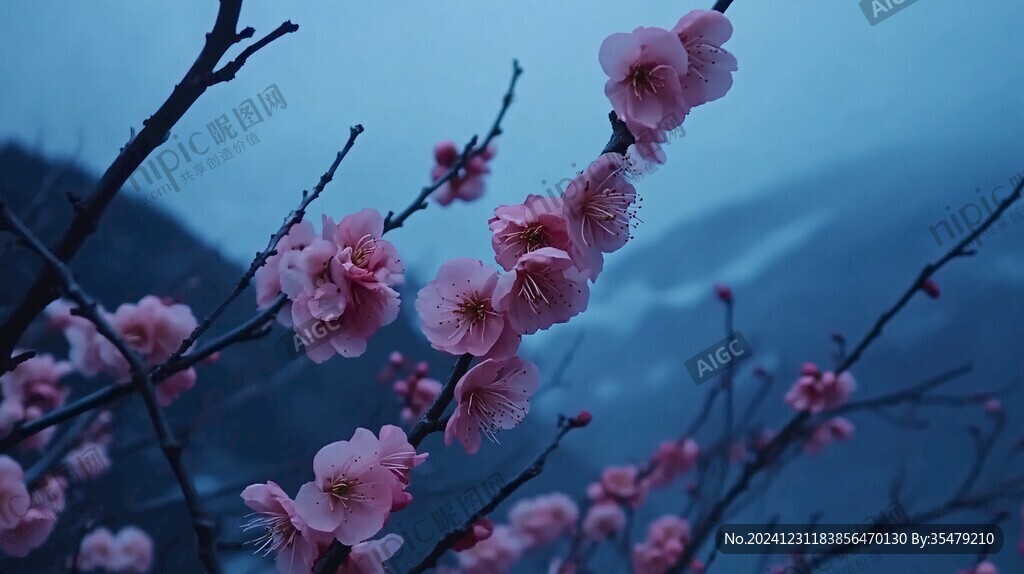 唯美山花意境桃花