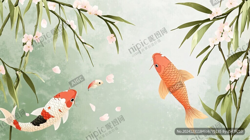 锦鲤文具插画