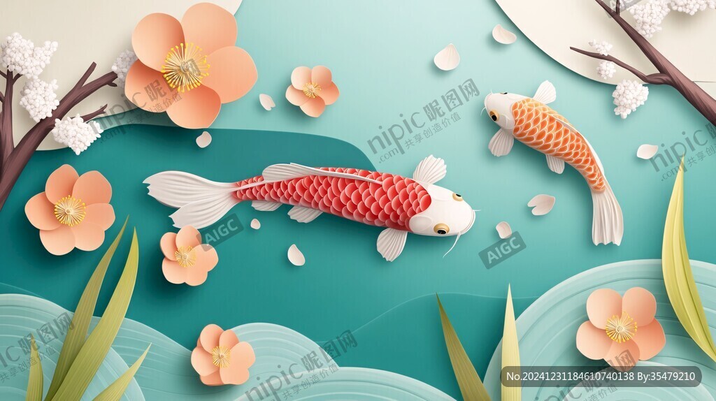 剪纸风格金鱼