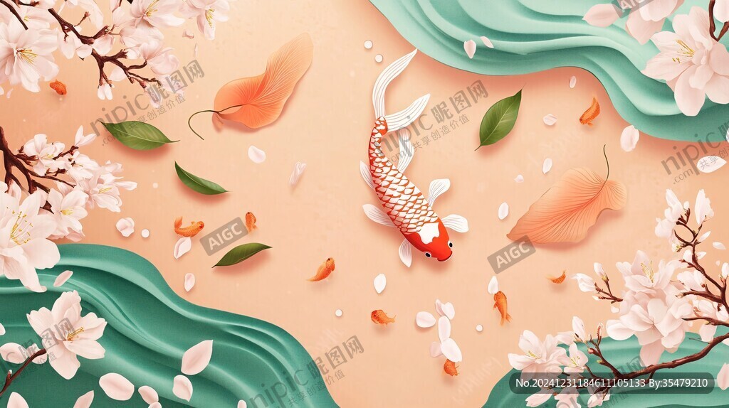 纸艺风格插画春意盎然