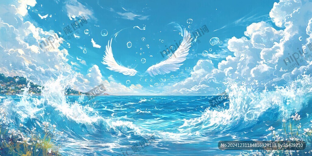 插画海洋辽阔