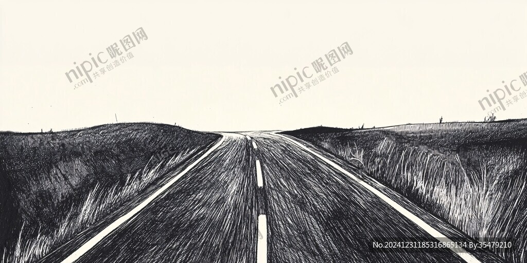 路水墨线条