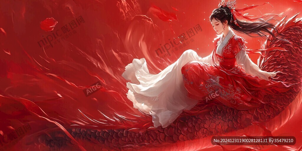 红衣少女设计古风