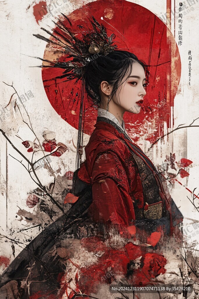 红衣少女设计古风