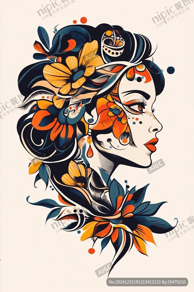 花卉图案艺妓
