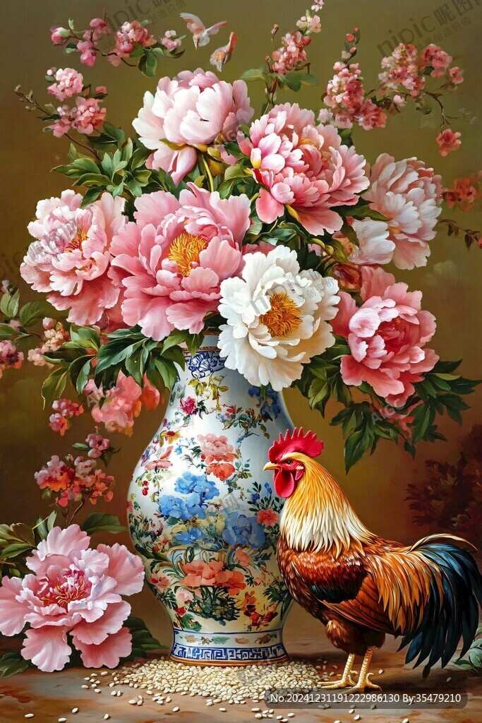 高清插画宫廷静物花卉