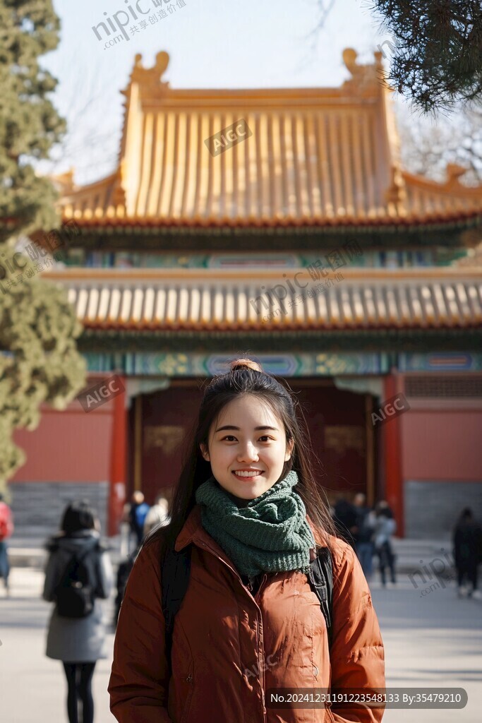 美女拍故宫