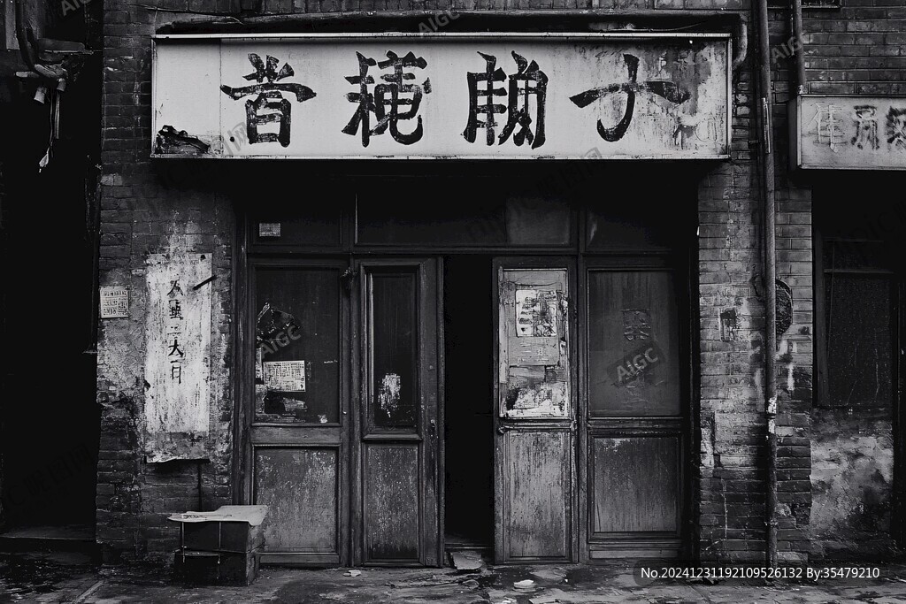 中药铺黑白照片