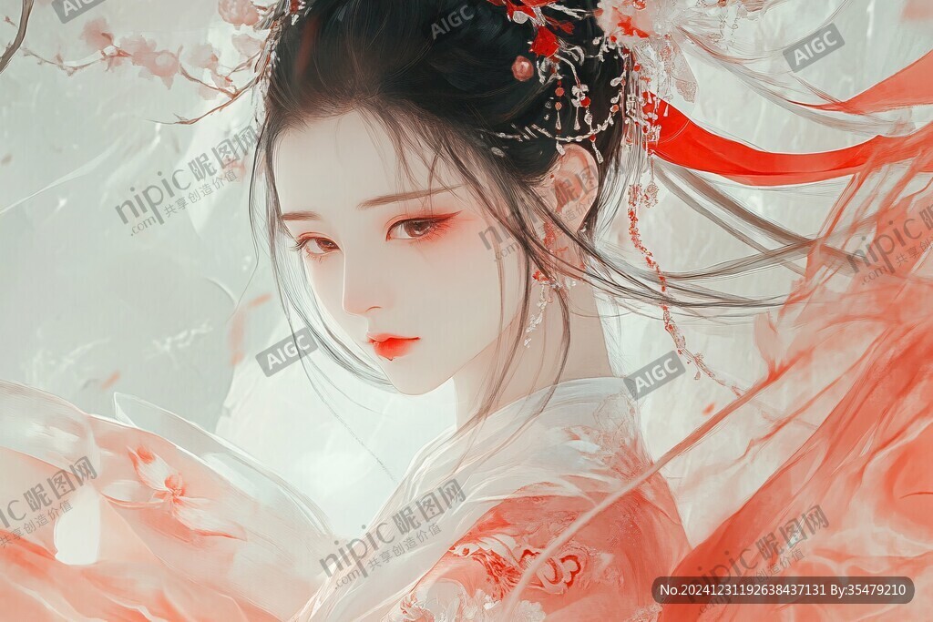 古风美女头像插画封面