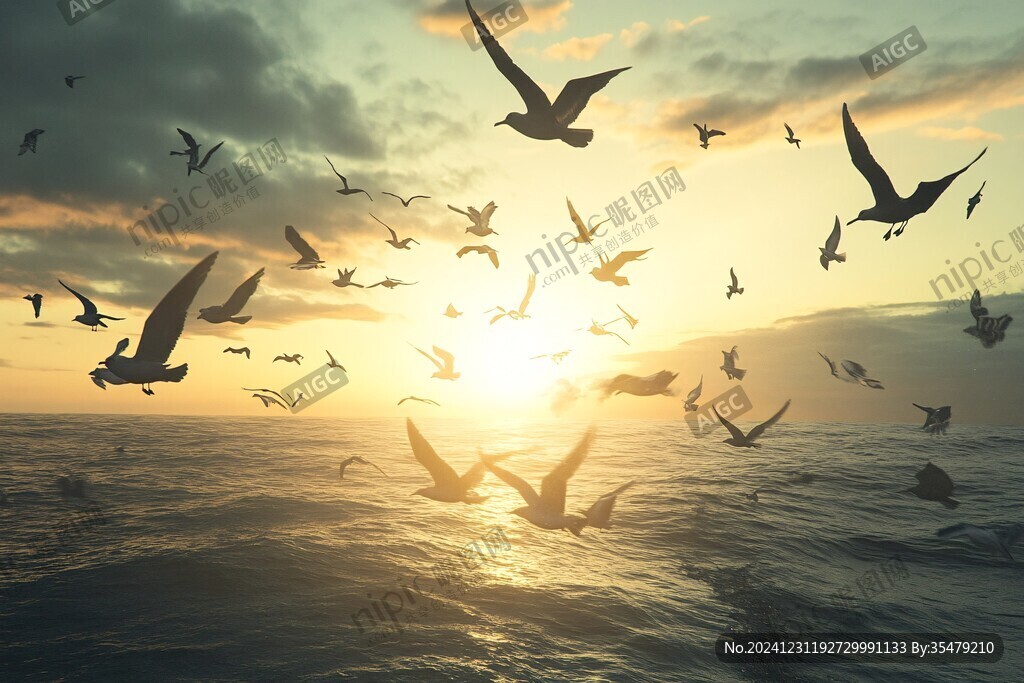 大海飞鸟海燕起航归航