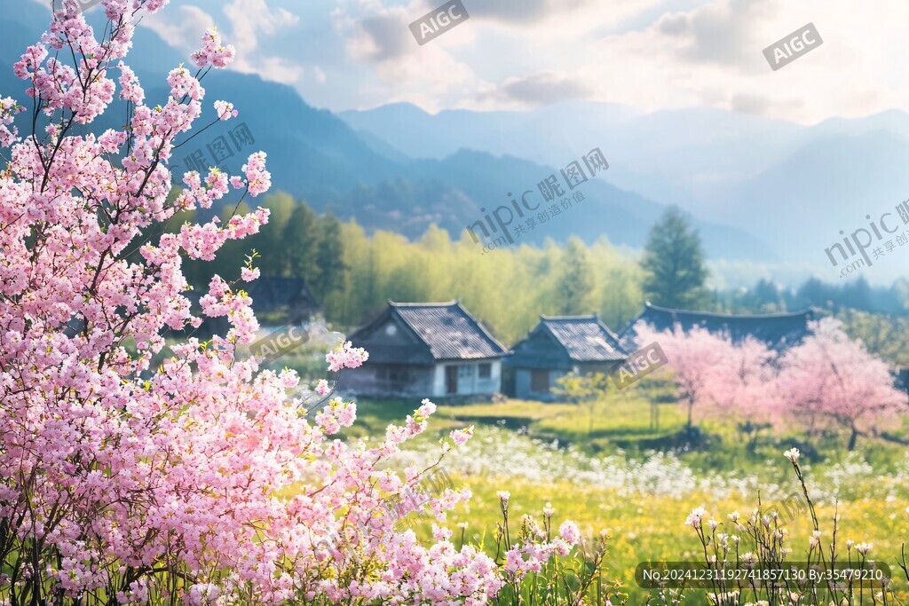 桃花丛中的小屋