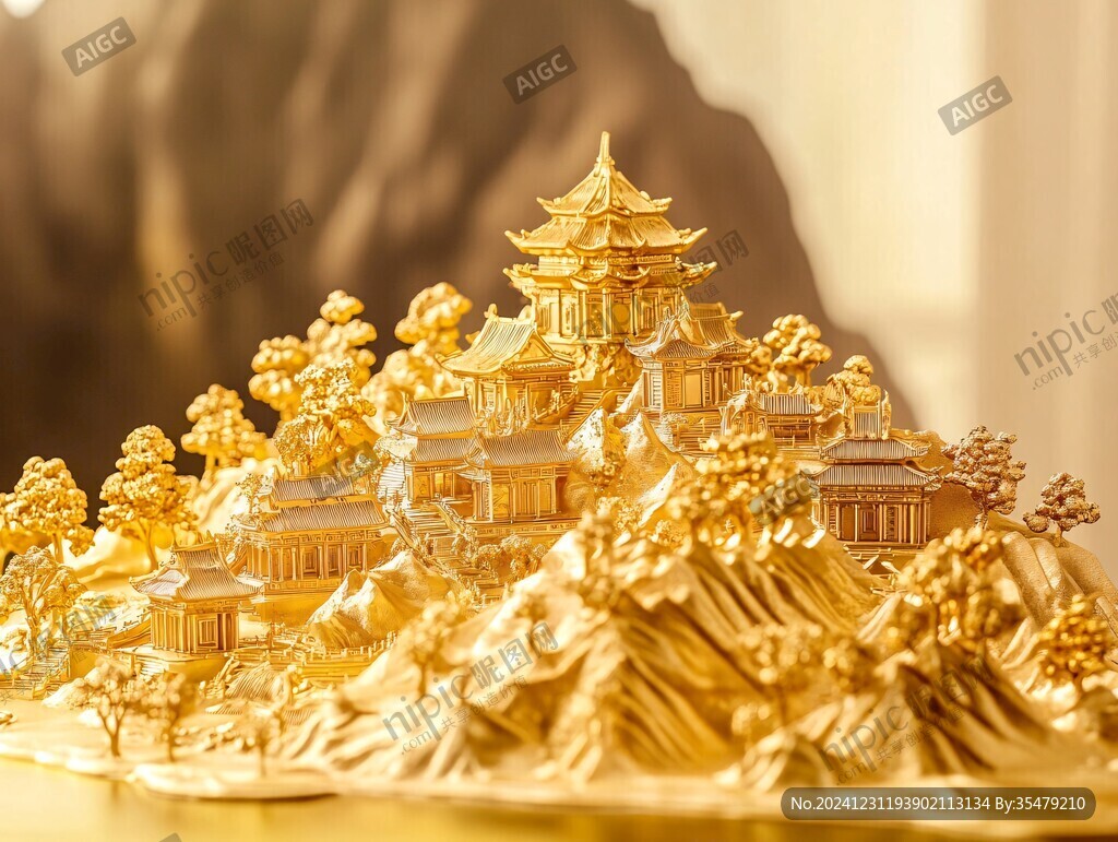 纯金天宫模型