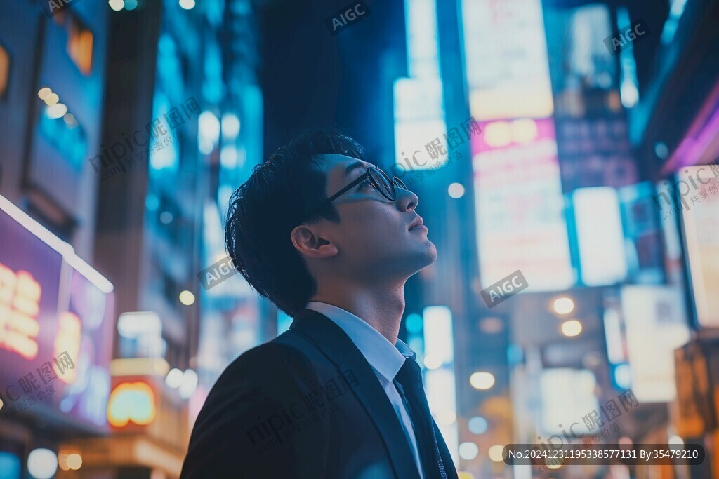 男青年白领都市购物