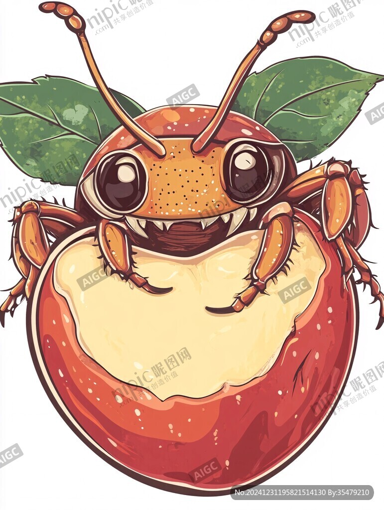 蜜蜂马蜂芒果插画