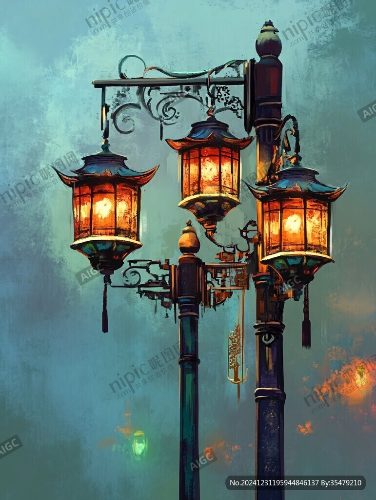 古典路灯夜景