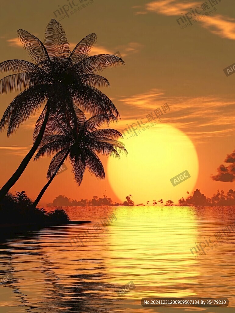 海边夕阳椰树