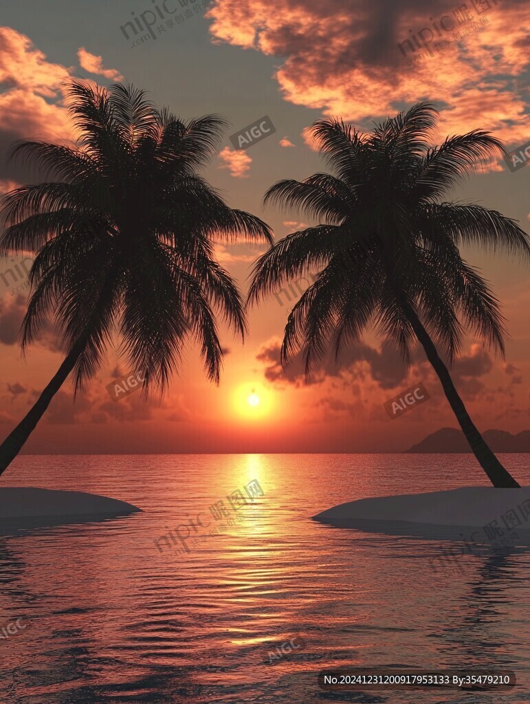 海边夕阳椰树