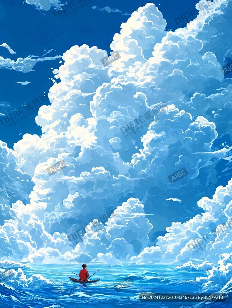 插画海洋辽阔
