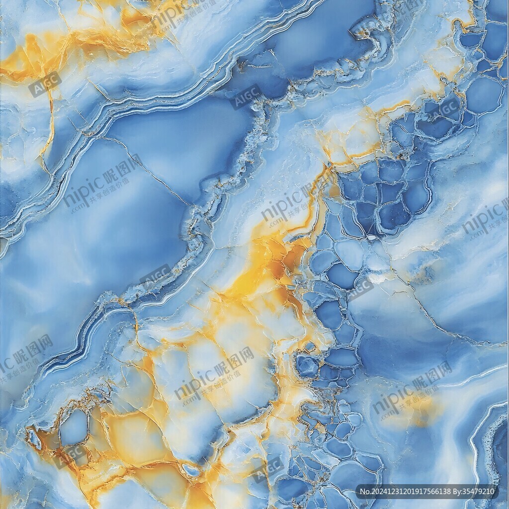 蓝色透光大理石装饰画