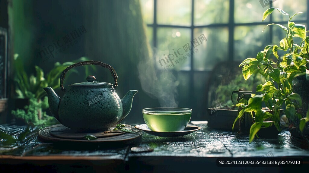 阳光下的茶具