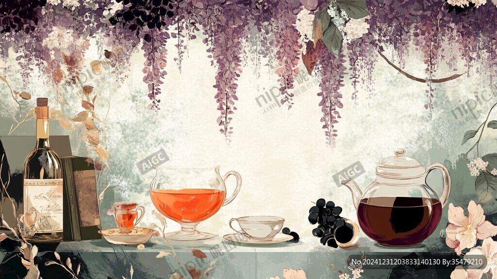 花茶插画