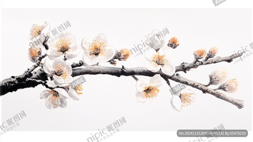 杏花工笔画