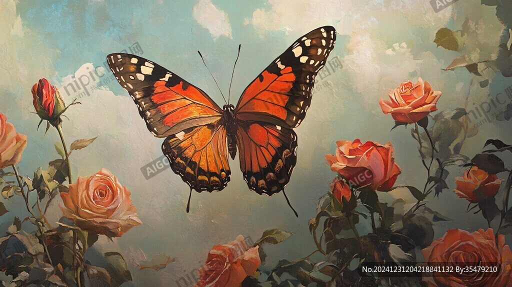 蝶恋花橙色蝴蝶背景