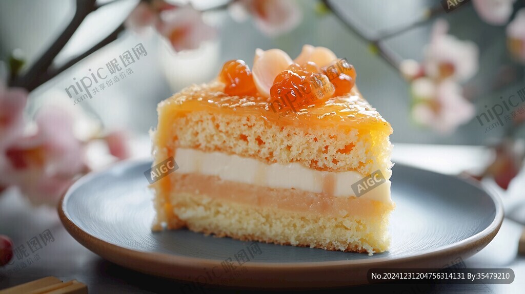切块蜜桃蛋糕