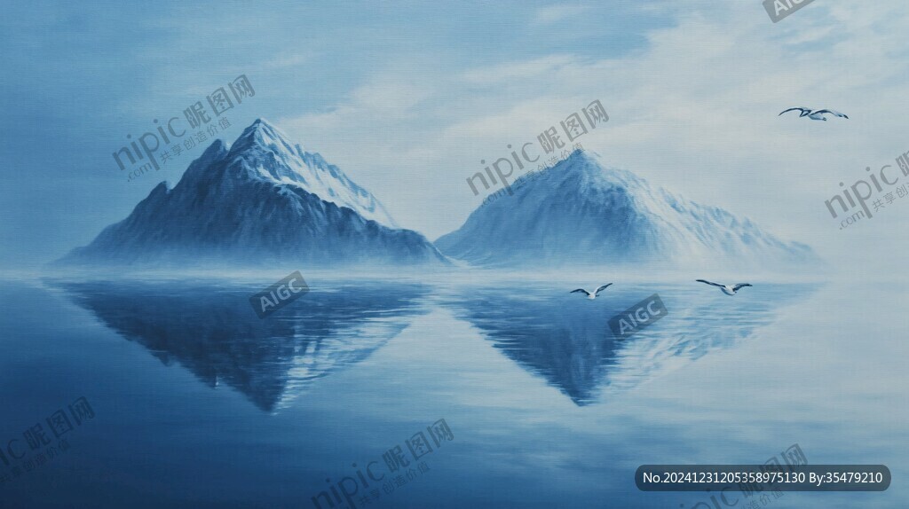 蓝色梦幻山水风情