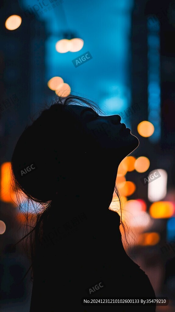 夜晚美女剪影