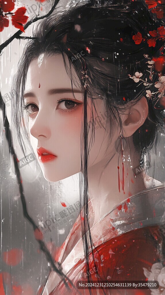 红衣少女设计古风