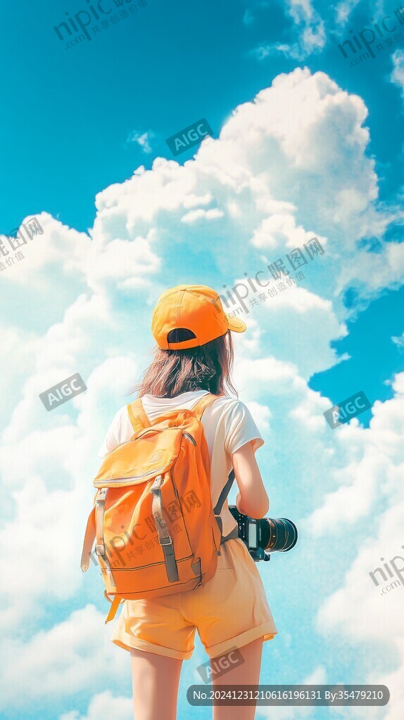 徒步美女背影
