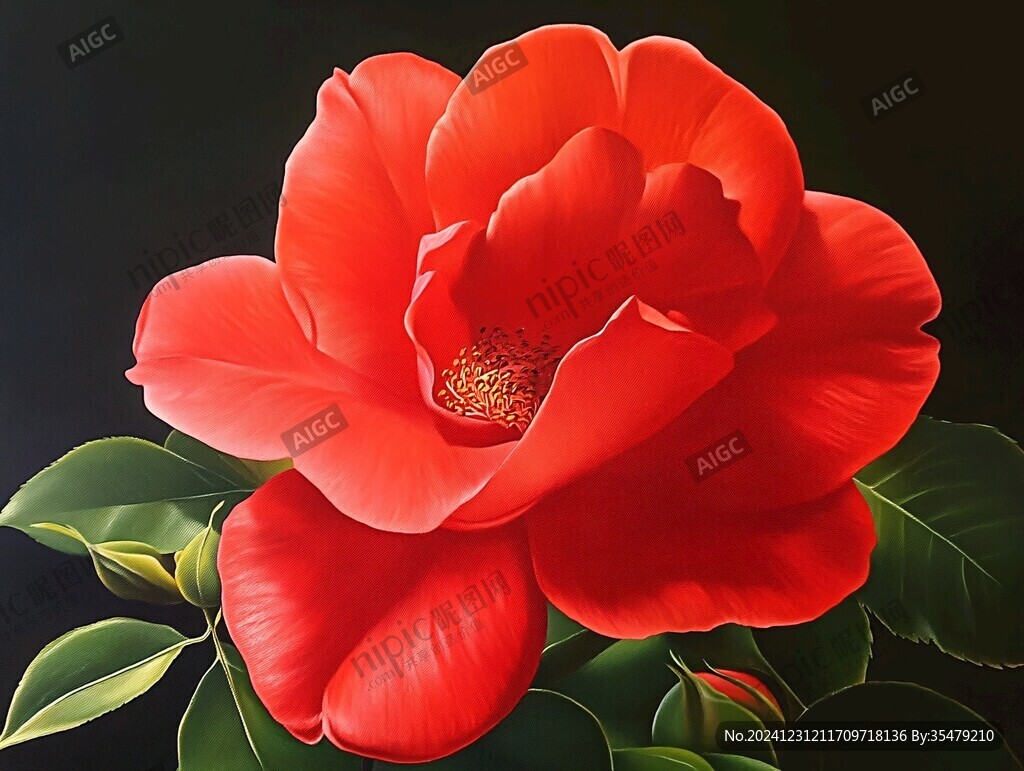鼠绘茶花