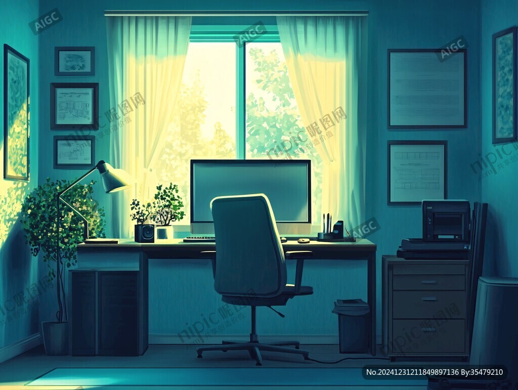 书桌插画