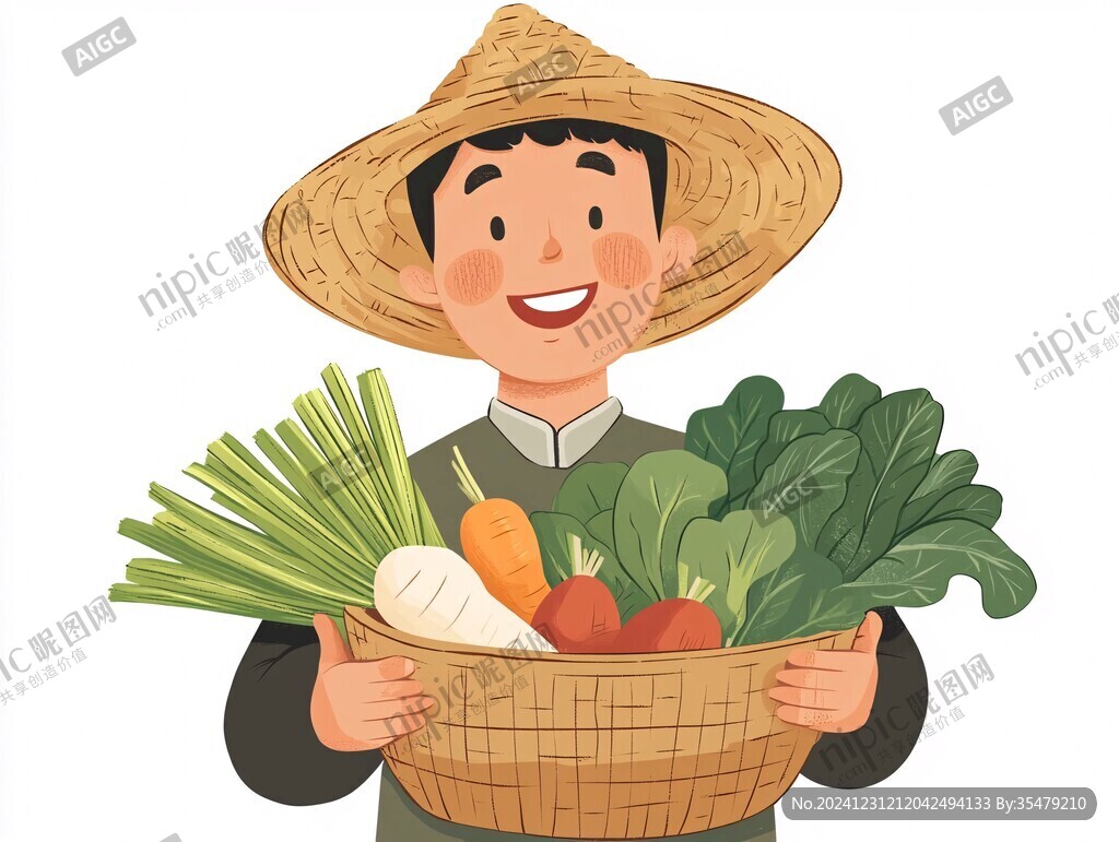 抱着农产品的人物