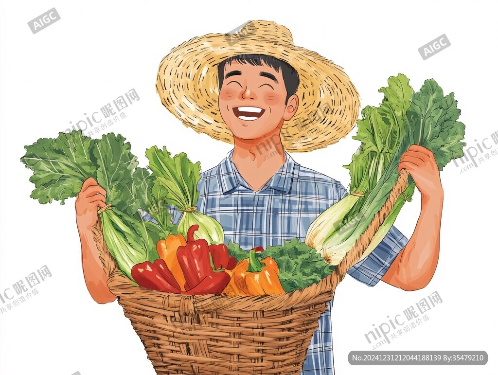 欧美卖菜人物手绘