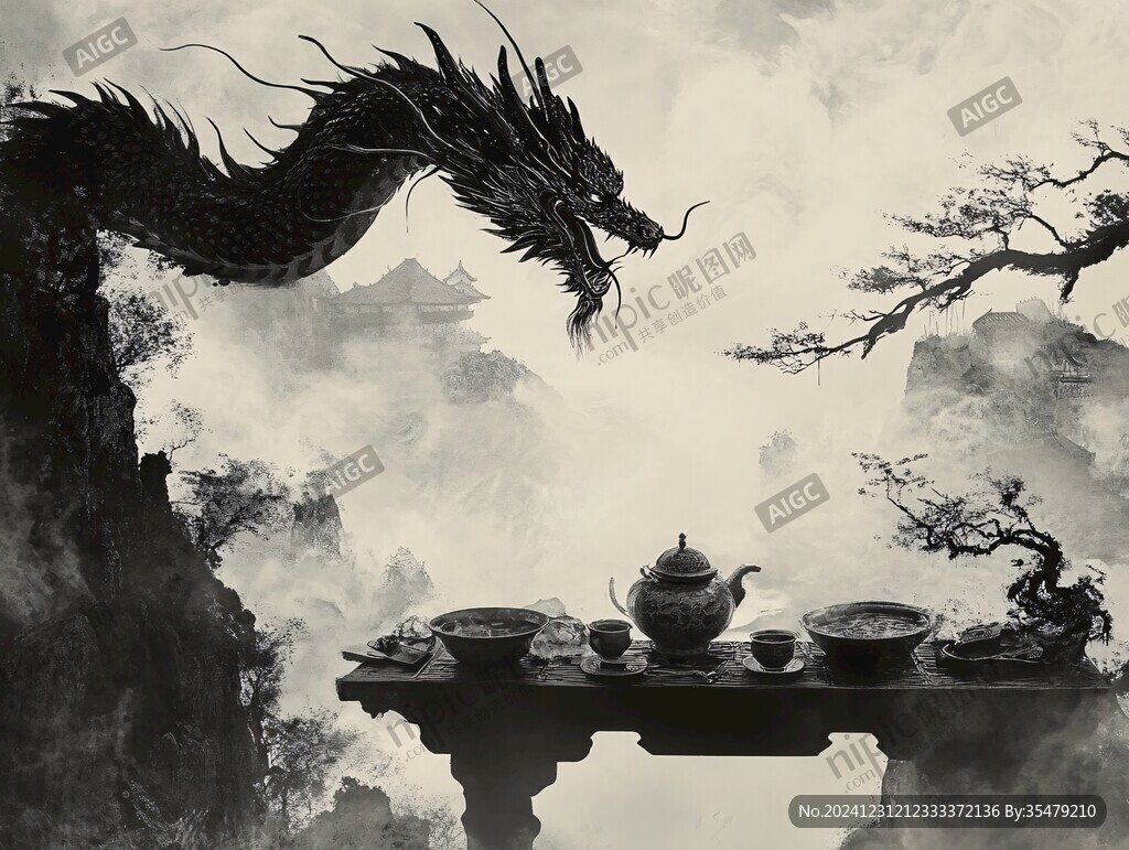 水墨龙背景