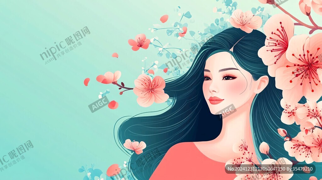 木棉花美女插画