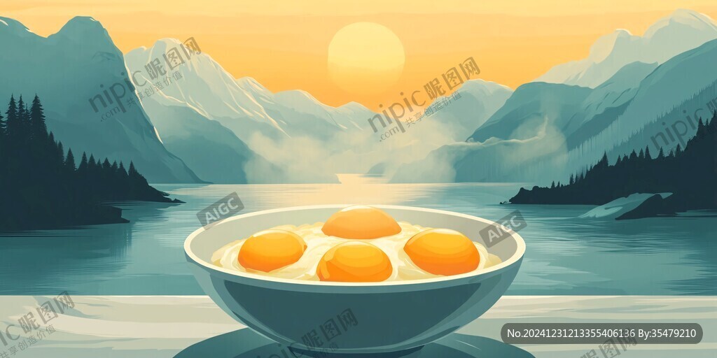 高山散养土鸡蛋插画