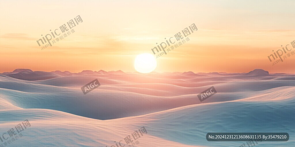 雪景日出全景