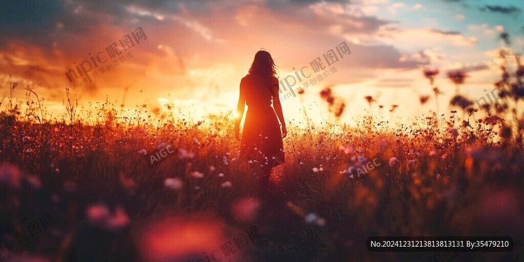 唯美夕阳花海