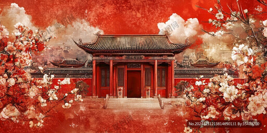 红宫墙插画