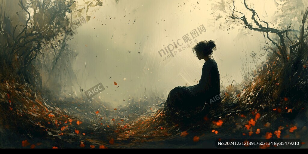 禅境秋夜极品意境插画