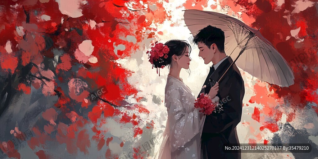 结婚照插画