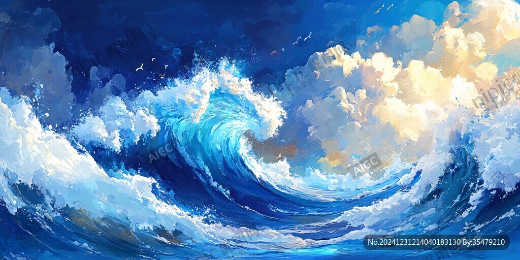 波涛海浪插画