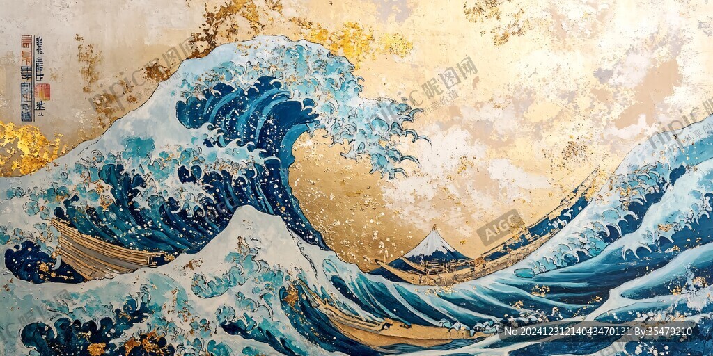 海浪仙鹤海浪酒店壁画
