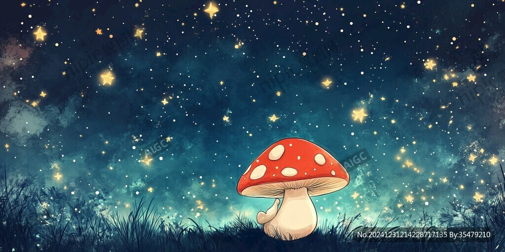 梦幻蘑菇背景