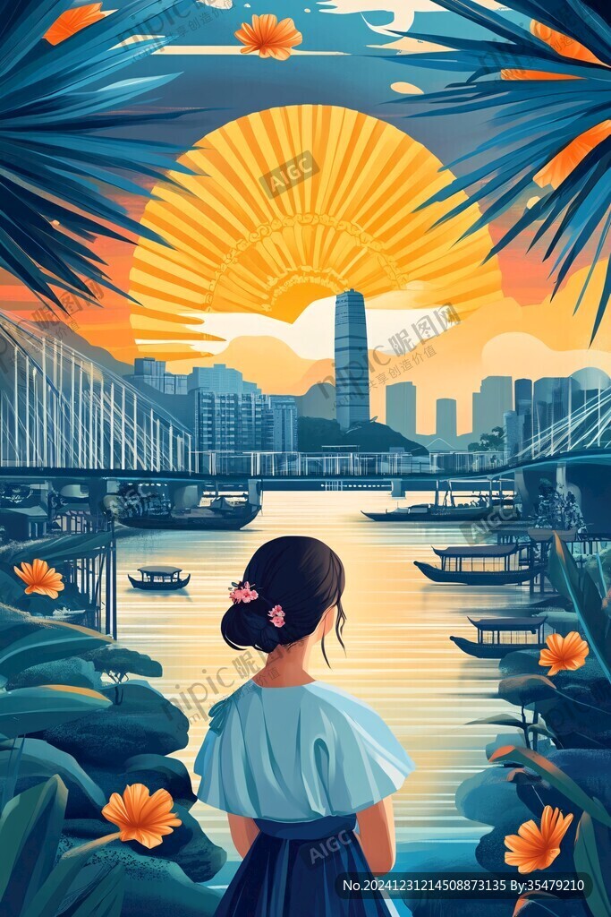 横琴插画